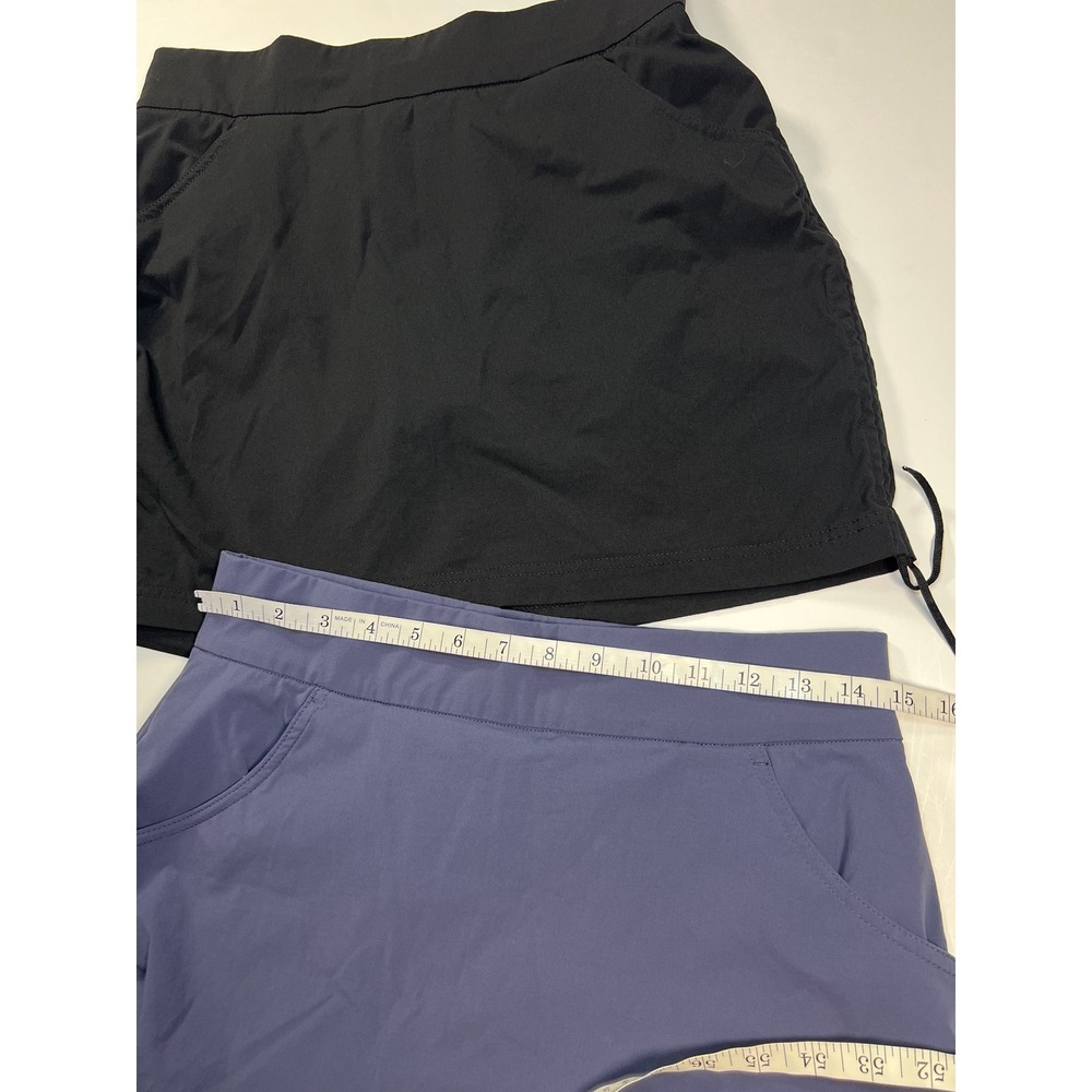 Columbia Anytime Casual Skort Women Medium Black Blue Set of 2 Cinch Side Ruched - Picture 6 of 7